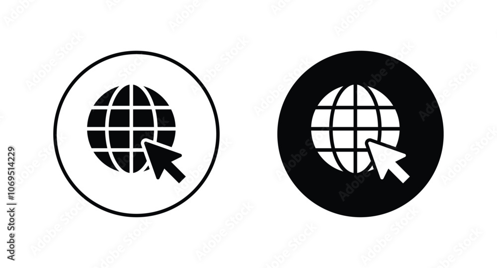 Poster globe icon vector, go to web symbol icon vector