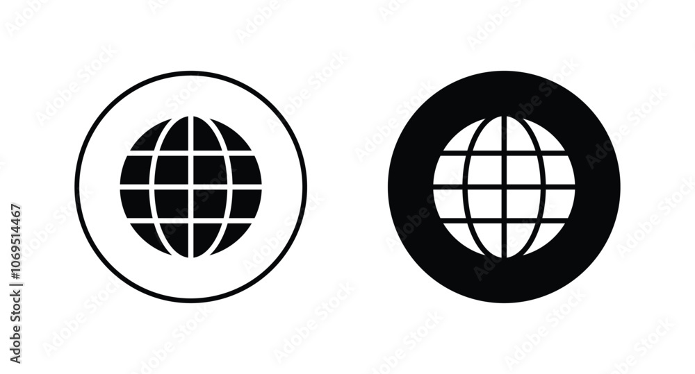 Poster globe icon vector, go to web symbol icon vector
