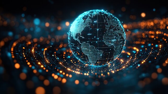 3D illustration of a Global Distribution System (GDS), facilitating transactions between service providers and agencies.