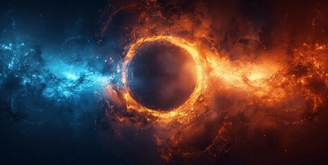 Obraz premium Psychedelic Retro Gradient Abstract Banner with Black Hole Vibrant Colors 70s 80s Dance Music Poster Art