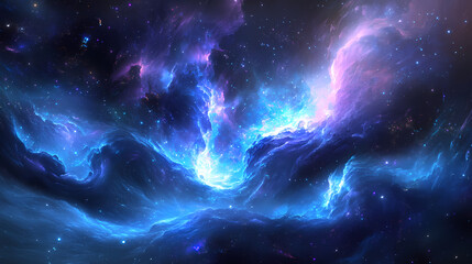 Fototapeta premium Flowing ethereal streams of blue and purple create a celestial visual symphony. Celestial. Illustration