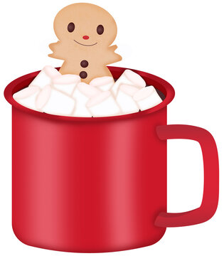 red mug gingerbread man marshmallows clip art preview
