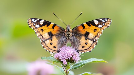 Obraz premium A beautiful butterfly delights in nature's blooming flower garden