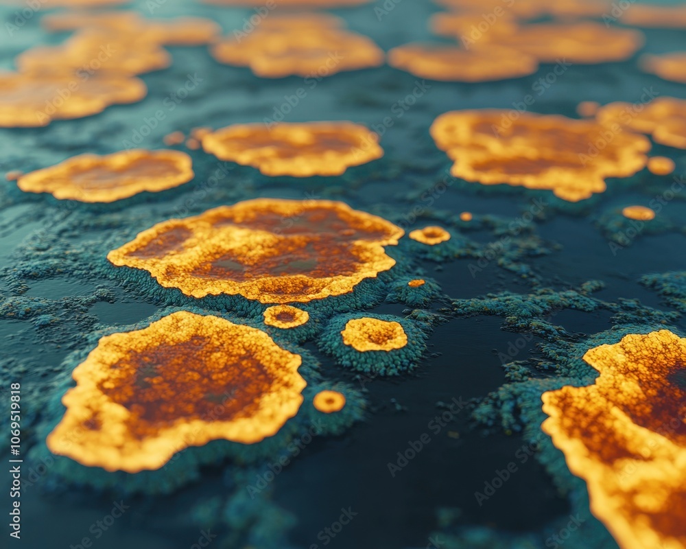 Aufkleber abstract view of rust patterns on a textured surface, showcasing vibrant orange and brown tones agai