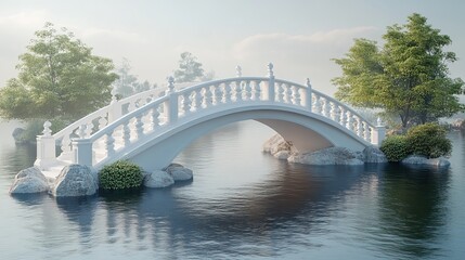Fototapeta premium A 3D-rendered business success bridge connects industry solutions, symbolizing strategy and growth.