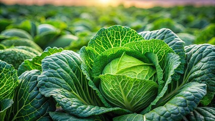 Obraz premium Fresh cabbage from farm field, ready for use in vegetarian dishes, Fresh, cabbage, farm, field, organic, green, vegetable