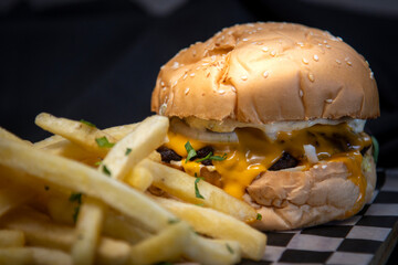burger and fries