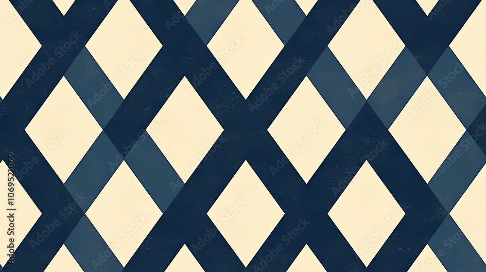 Poster abstract geometric pattern of intersecting blue and cream stripes
