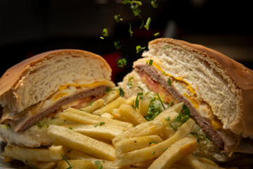 beef sandwich with fries lomito 