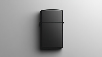 A black lighter is set against a plain white background for a minimalistic look.