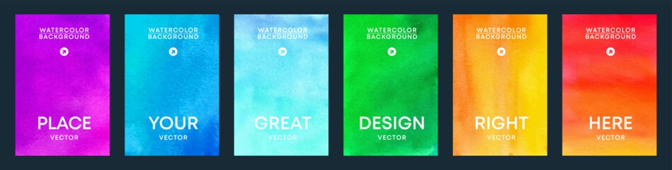 Brochure layout template, flyer cover design with watercolor backgrounds set