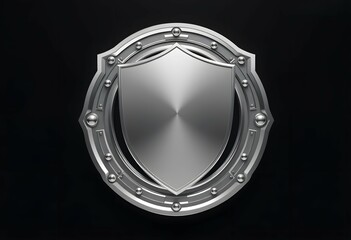 Silver shield 3D badge emblem created with generative AI