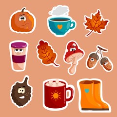 set of tea and sweets stickers 