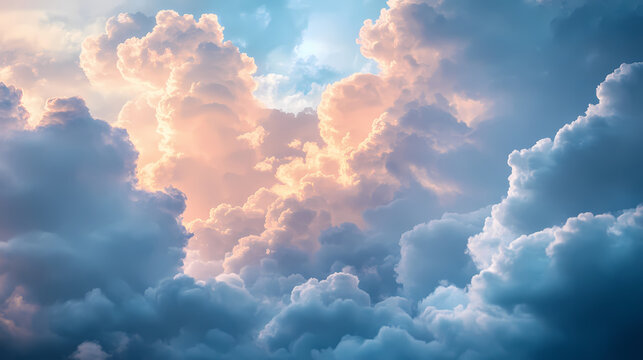 Neatly organized clouds serve as a backdrop featuring a composition of dark clouds set against the sky. Celestial. Illustration