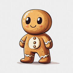 Fototapeta premium Cute Gingerbread Character on White Background