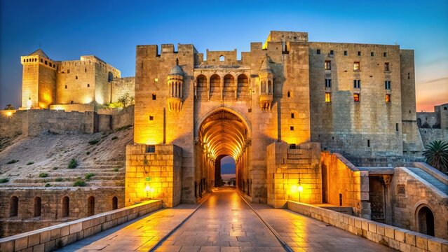Aleppo Citadel Entrance - Majestic Architecture, Copy Space