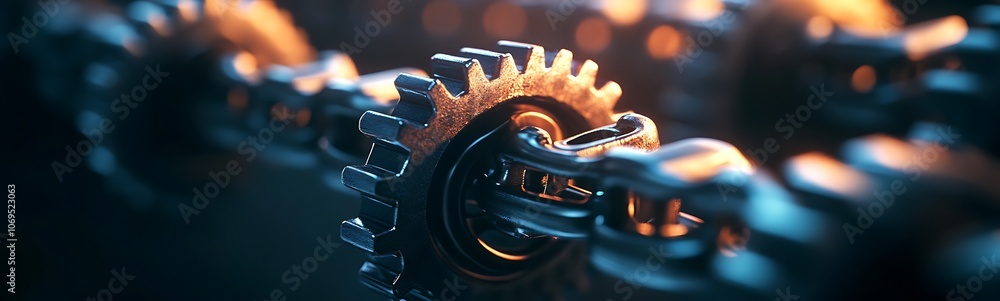 Aufkleber a close-up view of intricate gears and a chain, showcasing mechanical precision and an industrial ae