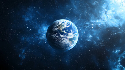 Obraz premium Planet earth seen floating in the vastness of space, earth, space, planet, blue, atmosphere, galaxy, universe, celestial. Celestial. Illustration