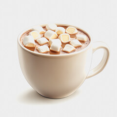 Hot Cocoa with Marshmallows in White Cup