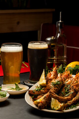 beer and shrimps