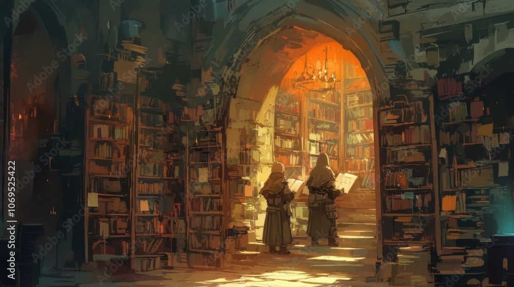 Poster behind the bookcase in the library a secret passage opens up to a room filled with ancient scrolls a