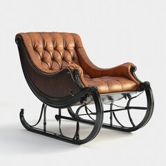 Elegant Rocking Chair with Leather Upholstery