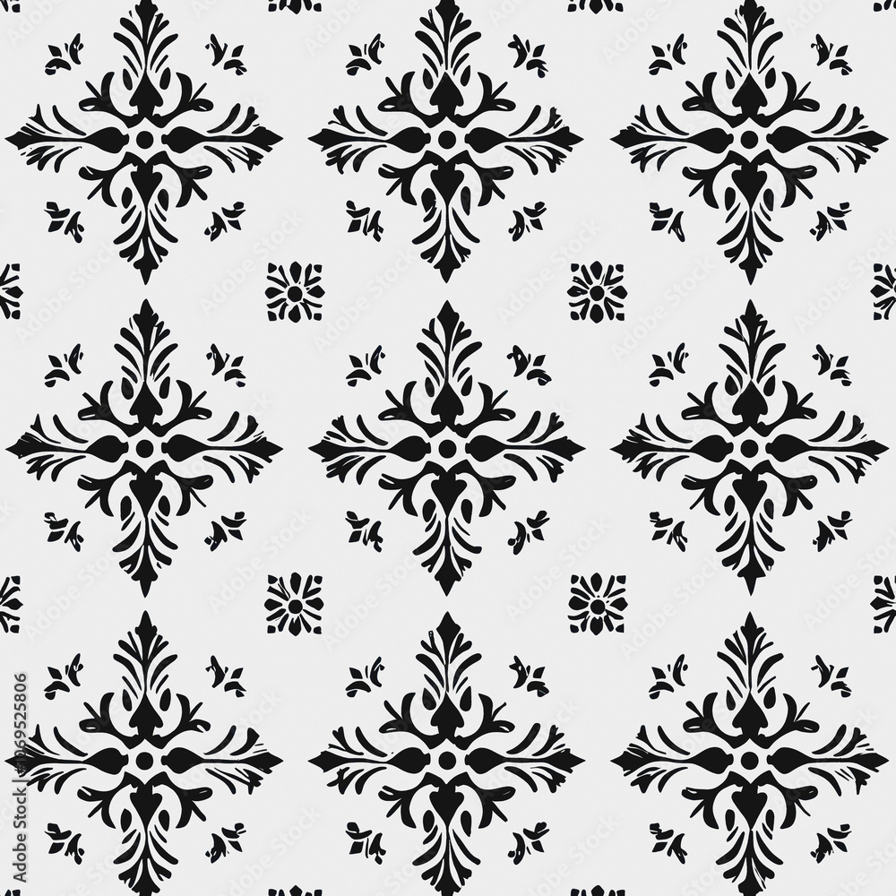 Poster elegant black snowflake pattern on white background