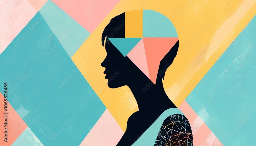 Poster colorful geometric silhouette with triangular patterns and abstract background