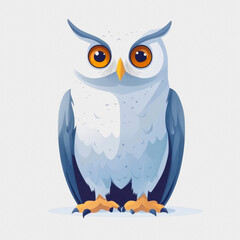 Obraz premium Cute Snowy Owl on White Background