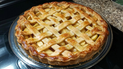 Apple pie with a lattice crust.