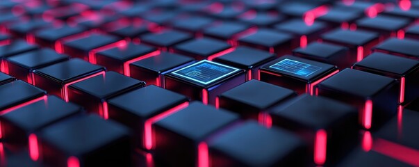 Obraz premium Abstract AI Optimization with Data Cubes