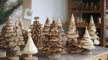 Artisans designing unique Christmas decorations using eco-friendly materials.