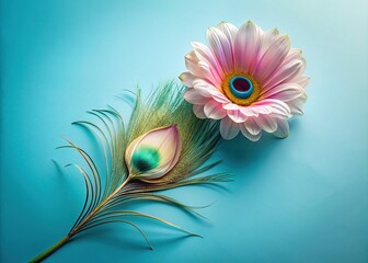 Obraz premium Minimalist Peacock Flower Photography, Elegant Floral Art, Peacock Feather Bloom