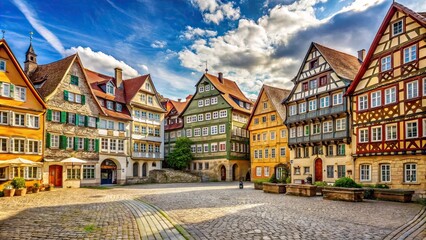 Charming old town in Schw?bisch Hall, Germany with half-timbered houses and cobblestone streets
