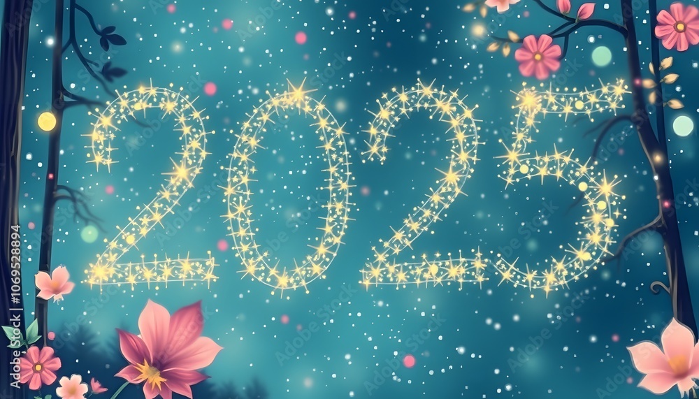 Poster elegant and inspirational poster for 2025 featuring futuristic design elements and aesthetic visuals