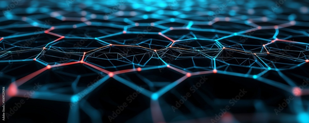 Poster futuristic grid network with cognitive design elements