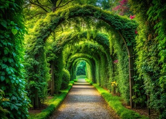 Night's emerald archway, surreal and low-lit.