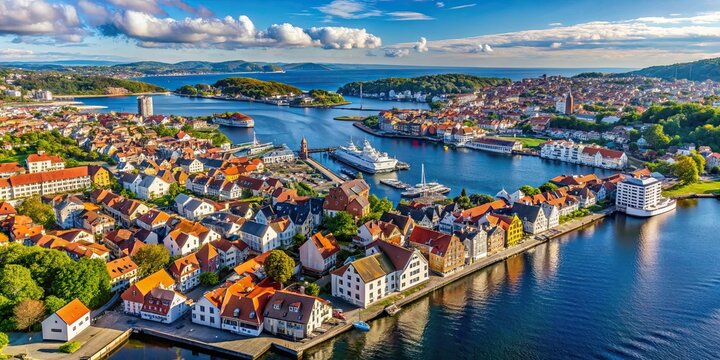Aerial view over Stavanger in Norway, Stavanger, Norway, aerial view, cityscape, buildings, architecture, urban, Scandinavian