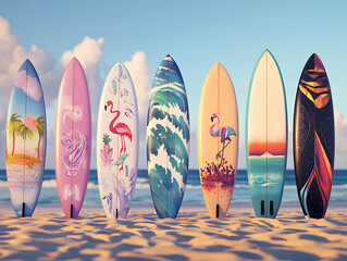 surfboards on the beach