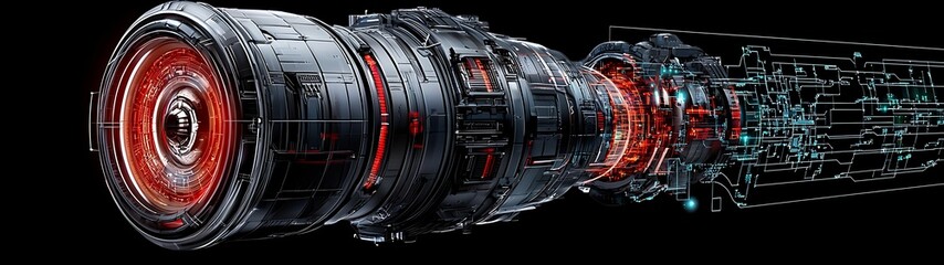 Explore the intricate design of futuristic technology with a high-performance lens system