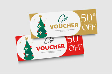  Christmas gift voucher ticket template, coupon sales, discount	