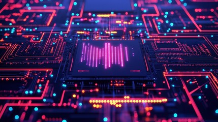 Obraz premium Abstract AI Circuit Board with Data Streams