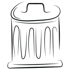 icon of a round garbage can drawn with different contours, to fight against environmental pollution day