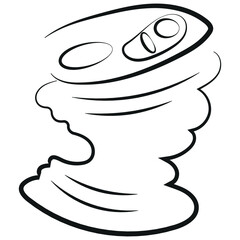 icon of a bent tin can drawn in a black outline, to fight against environmental pollution day