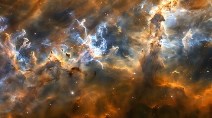 A stunning cosmic scene showcasing vibrant nebulae and stellar formations in deep space.