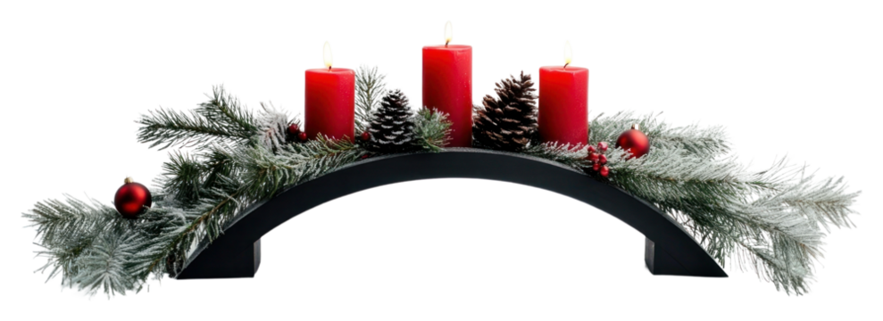 PNG Christmas candle bridge decor centerpiece arrangement.