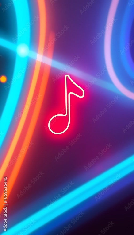 Poster vibrant 3d music note neon light animation creating a stunning background for hd wallpaper usage and