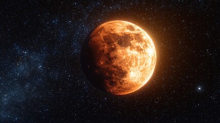 Fototapeta premium Vivid view of the planet Venus glowing prominently in the night sky among distant stars