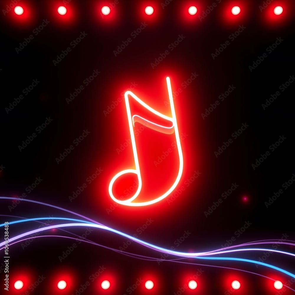 Poster stunning 3d music note neon light animation background for stunning visual effects and creative art 
