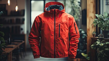 Obraz premium A creative 3D windbreaker jacket template is presented against a clean, white background for design inspiration.